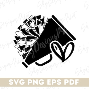 Cheer SVG PNG, Pom Pom and Megaphone Svg, Cheerleader Svg, Cheerleading Svg, Cheer Cut File, Cheer Megaphone Svg, Cheer Pom Svg, Png