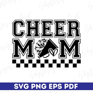 Cheer Mom SVG, Cheer weißer Mama-Svg, Cheer Mom Shirt SVG, kariert, Cheer Mom Varsity SVG, Cheerleader SVG, Cheer Mama svg, Cheer Mom Png