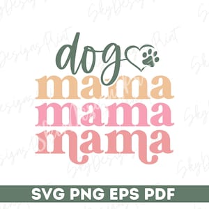 Hond moeder SVG, hond moeder SVG, poot hart SVG, hond moeder shirt SVG, hondenliefhebber SVG, bont moeder SVG, poot SVG, hond shirt SVG, paw moeder SVG, retro mama png