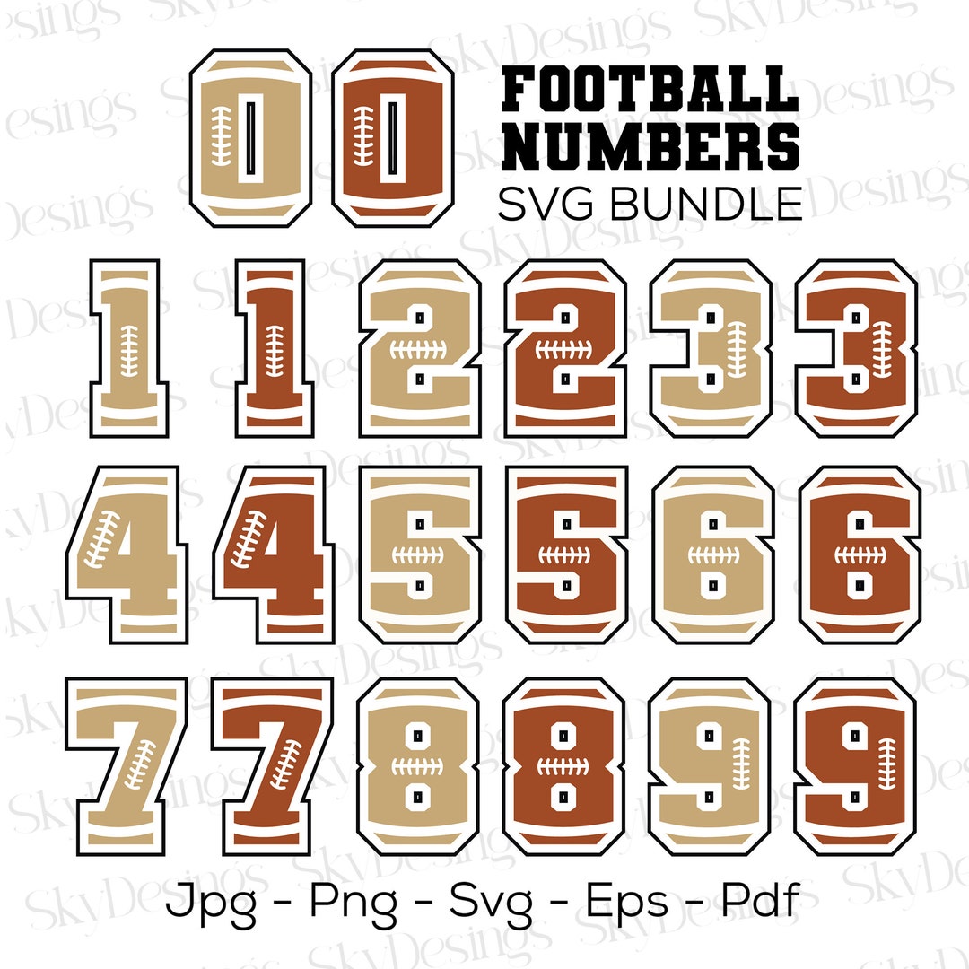 Football Player Numbers SVG Bundle, Football SVG, Football Numbers Svg, Jersey Numbers Svg