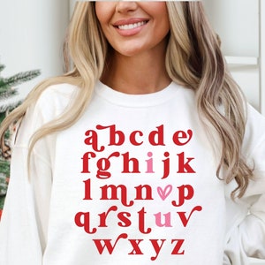Valentine Alphabet I Love You SVG, Love Alphabet Svg, Valentine Shirt Svg, Retro Valentine Svg, Kids Valentines Svg, Valentine&#39;s Day Svg