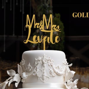 Gold Cake topper for Wedding, Elegant Mr & Mrs Wedding Cake Topper, Personalized cake topper, Rustic wedding cake topper