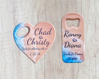 Beach Wedding Favor Magnet: Custom Souvenir, Thank You Gift