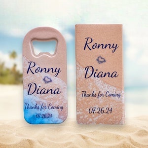 Beach Wedding Favor Magnet: Custom Souvenir, Thank You Gift