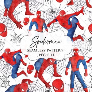 Spider-man Seamless Pattern, Spidey Spider Web Seamless Pattern for fabric printing, Sublimation, Digital Paper