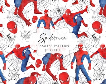 Spider-man Seamless Pattern, Spidey Spider Web Seamless Pattern for fabric printing, Sublimation, Digital Paper