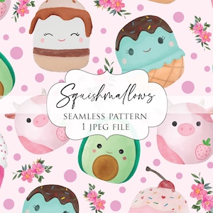 Squishmallows Seamless Pattern - Squishy Seamless Pattern - Seamless pattern for kids