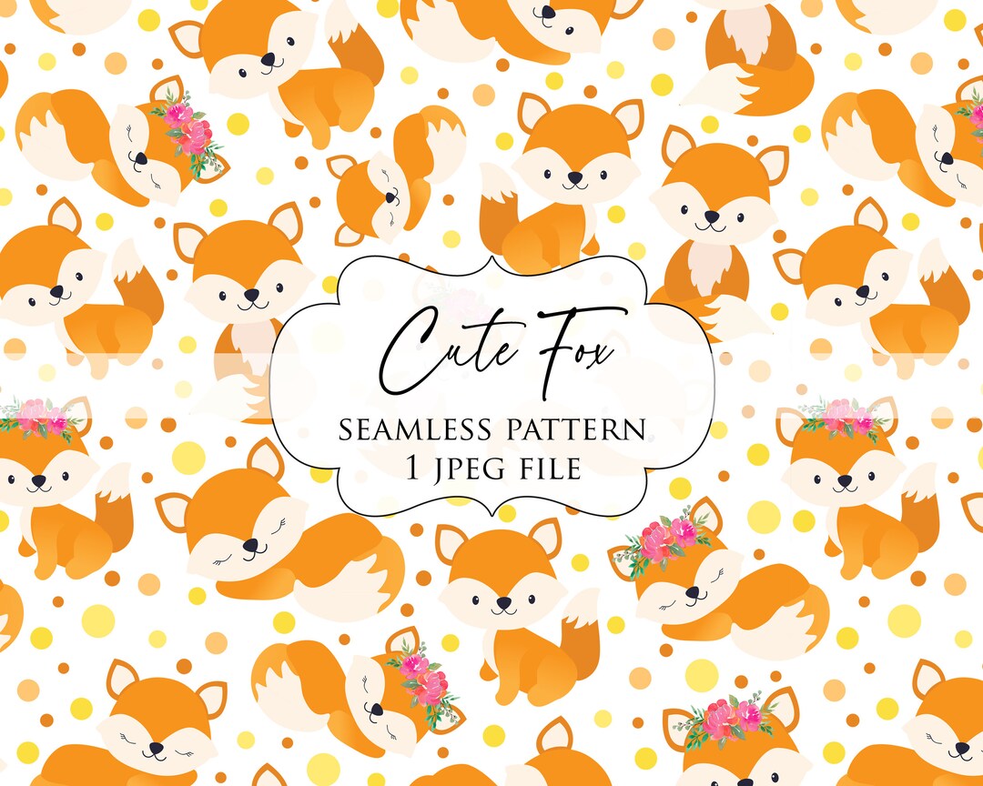 Pattern Baby Fox Cute Fox Seamless Pattern – Baby Animals Digital Paper (JPEG) - Etsy