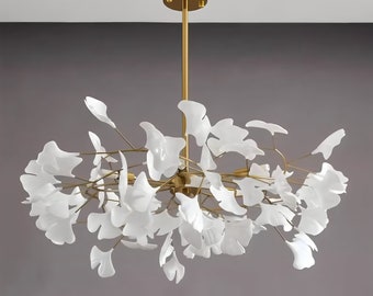 Ceramic Ginkgo Leaf Spread Chandelier