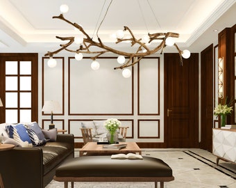 Frosted Glass Tree Branch Chandelier