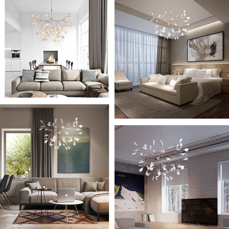 Luminous Pendant Light. Rose Gold Color Tree Branch Shape Etsy