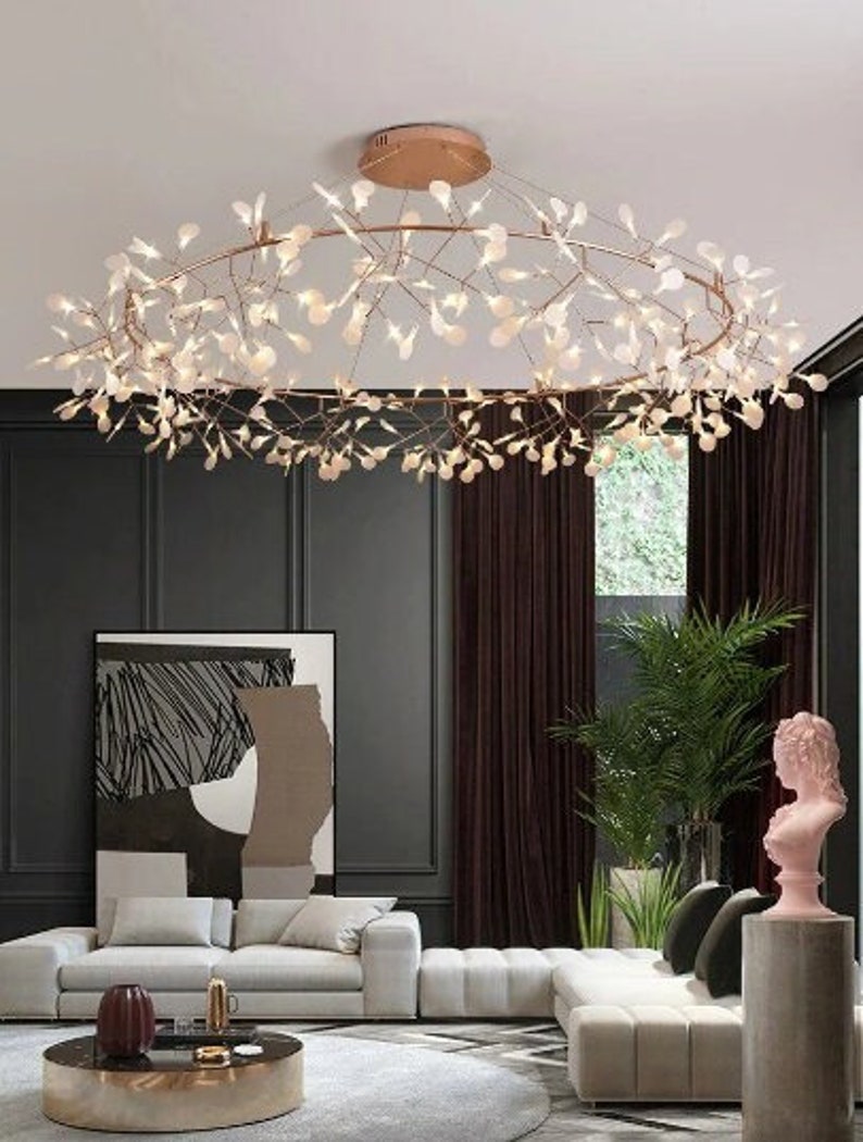 Rose Gold Acrylic Firefly Chandelier image 1