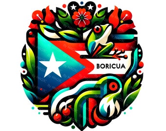Gift from Puerto Rico, Boricua Art, Coquí, Puerto Rican Flag, Latino Pride, Wepa, Puerto Rican Pride, Latinos, Caribbean, Digital Art, Print
