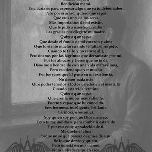 Carta Para mi Madre - Poema para mamá - Arte de pared - Poema para imprimir - Día de la Madre - Celebración - Descarga Digital Inmediata