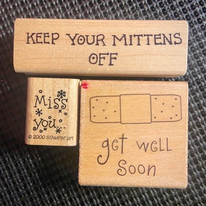 Random 2000s Wooden Small Stamp Rubber Set 3pc
