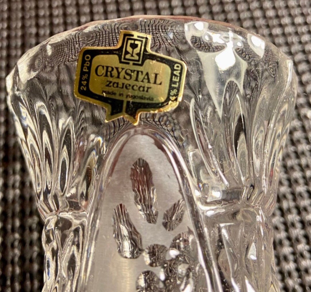 Crystal Lead Glass Yugoslavia Wine With Sticker Etsy