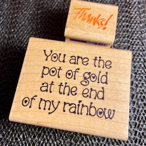 Gratitude Design Rubber Stamp 1990s Wooden Base 3” Set