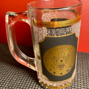 USA Glass Mug Washington DC Culver Gold Black With Sticker