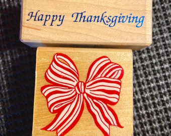 Thanksgiving Wooden Stamp Small Rubber  Vintage Set 1990s