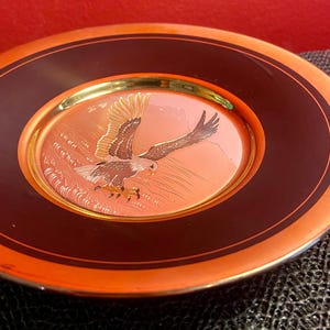 Bird Eagle Vintage Art of Chokin 24k Gold Plate 6” Japan