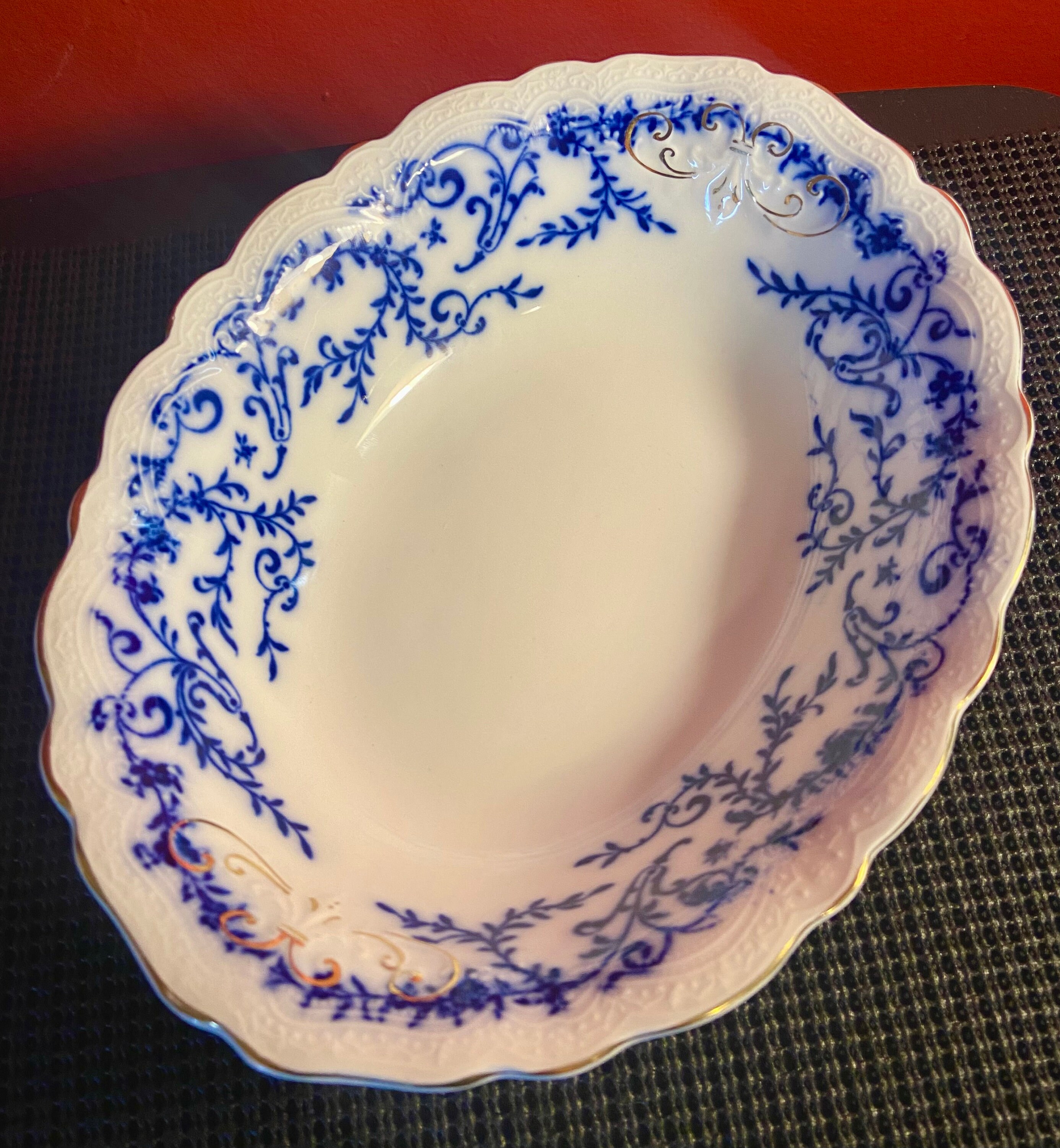 Vintage English Pottery Johnson Bros Flow Blue Normandy