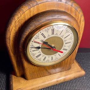 Wooden Clock Vintage Glass Door Clock 10” Tall