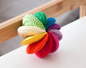 Crochet Baby Toy Pattern, PDF Crochet Fidget Pattern, Montessori Toy For Kids, Crochet Sensory Ball, Colorful Silent Toy