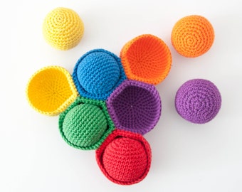 Montessori-Häkelmuster für Babyspielzeug, Amigurumi-Farbsortierspiel, sensorisches Lernspielzeug, bunte Häkelbälle, PDF-Häkelmuster