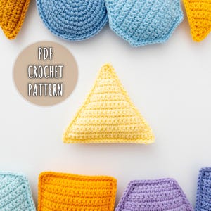 Virkat triangelmönster, Amigurumi triangelmönster, Virkad Montessorileksak för barn, Mönster med geometriska former