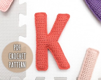 Letter K Crochet Pattern, Stuffed Amigurumi Capital Letters, Crochet Alphabet Pattern, Plush Crochet Letters Pattern, 3D Uppercase Alphabet