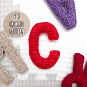 Patrón de crochet de la letra C, letras amigurumi de crochet, patrón de crochet del alfabeto relleno, letra C de peluche mayúscula, patrón de juguete Montessori