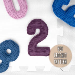 Patrón de crochet número dos, crochet suave número 2, tutorial de amigurumi número, juguete educativo Montessori