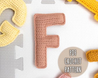 Wzór na szydełkową literę F, wypchane litery Amigurumi, wzór na szydełkowy alfabet, wzór na szydełkowe litery pluszowe, 3D alfabet wielkich liter