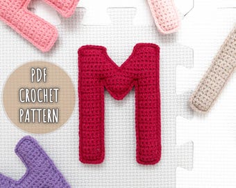 Letter M Crochet Pattern, Stuffed Amigurumi Capital Letters, Crochet Alphabet Pattern, Plush Crochet Letters Pattern, 3D Uppercase Alphabet