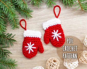 Mini Crochet Mitten Pattern: DIY Christmas Ornament (PDF)