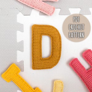 Patrón de crochet de la letra D, patrón de letras de crochet 3D, patrón de amigurumi del alfabeto, letra D de crochet rellena, juguete educativo hecho a mano