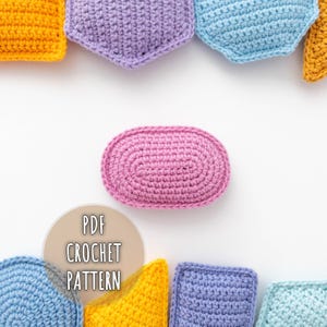 Wzór na szydełkowy owal, wzór na szydełkowy elipsę Amigurumi, szydełkowana zabawka Montessori dla dzieci, wzór na kształty geometryczne