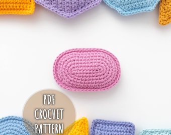Crochet Oval Pattern, Amigurumi Ellipse Crochet Pattern, Crochet Montessori Toy for Kids, Geometric Shapes Pattern