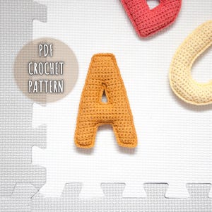 Patrón de crochet de la letra A, patrón de alfabeto de crochet 3D, letra mayúscula amigurumi, letras de crochet rellenas, inicial de crochet en mayúscula