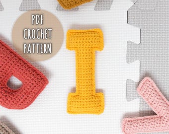 Wzór szydełkowy na literę I, wypchane litery Amigurumi, wzór alfabetu szydełkowego, wzór na pluszowe litery szydełkowe, alfabet 3D z dużymi literami