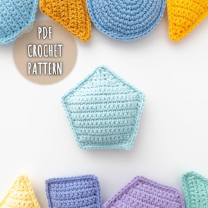 Gehaakt vijfhoekpatroon, amigurumi vijfhoek haakpatroon, gehaakt montessorispeelgoed voor kinderen, patroon geometrische vormen