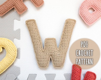 Letter W Crochet Pattern, Stuffed Amigurumi Capital Letters, Crochet Alphabet Pattern, Plush Crochet Letters Pattern, 3D Uppercase Alphabet