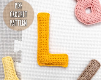 Letter L Crochet Pattern, Stuffed Amigurumi Capital Letters, Crochet Alphabet Pattern, Plush Crochet Letters Pattern, 3D Uppercase Alphabet