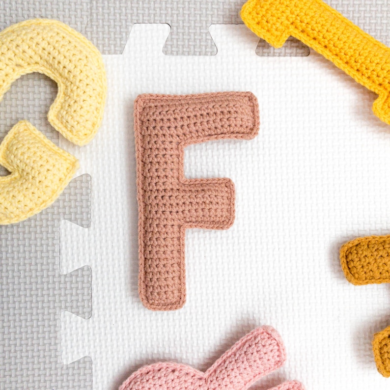 Letter F Crochet Pattern, Stuffed Amigurumi Capital Letters, Crochet Alphabet Pattern, Plush Crochet Letters Pattern, 3D Uppercase Alphabet image 1