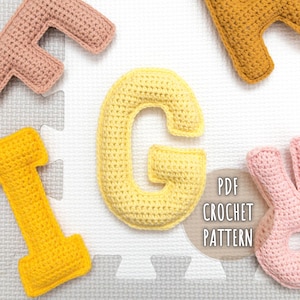 Padrão de crochê da letra G, letras maiúsculas de amigurumi de pelúcia, padrão de alfabeto de crochê, padrão de letras de crochê de pelúcia, alfabeto 3D maiúsculo
