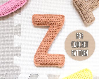 Letter Z Crochet Pattern, Stuffed Amigurumi Capital Letters, Crochet Alphabet Pattern, Plush Crochet Letters Pattern, 3D Uppercase Alphabet
