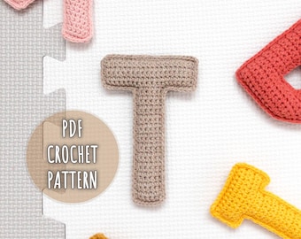 Wzór na szydełkową literę T, wypchane litery Amigurumi, wzór na szydełkowy alfabet, wzór na szydełkowe litery pluszowe, 3D alfabet wielkich liter