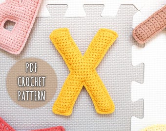 Letter X Crochet Pattern, Stuffed Amigurumi Capital Letters, Crochet Alphabet Pattern, Plush Crochet Letters Pattern, 3D Uppercase Alphabet