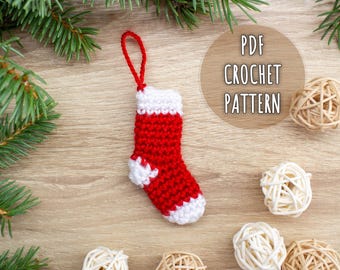 Häkelanleitung für einen Mini-Weihnachtsstrumpf: DIY-Weihnachtsanhänger (PDF)