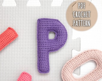 Letter P Crochet Pattern, Stuffed Amigurumi Capital Letters, Crochet Alphabet Pattern, Plush Crochet Letters Pattern, 3D Uppercase Alphabet